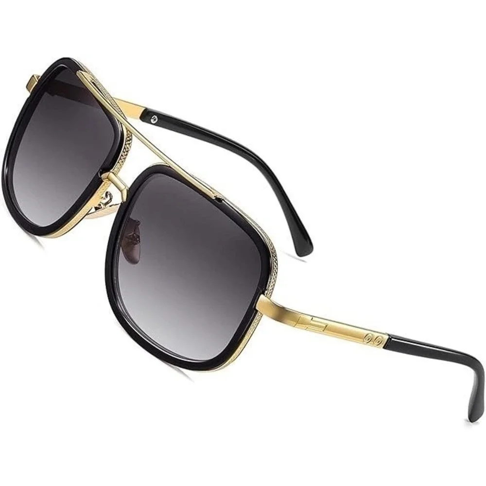 Fashion Square Sunglasses Women Retro Rivets Driving Gradient Shades UV400 Gafas